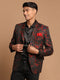 Men's Black And Red Woven Blazer